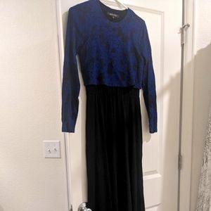 Blue brocade maxi